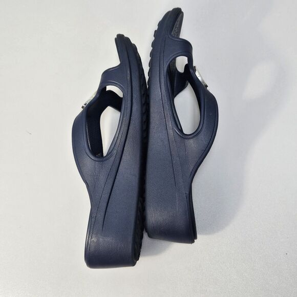 Crocs Sandals Women 9 Sanrah Beveled Circle Wedge Blue Comfort Summer Slides - Picture 8 of 12